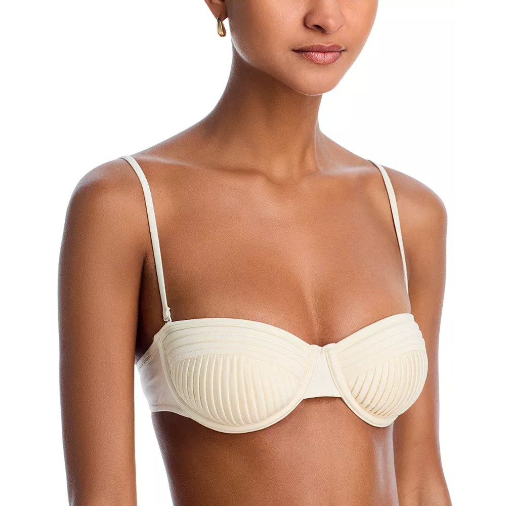 NWT Solid & Striped Solene Underwire Bikini Top Womens XS Brule Ivory Pleated